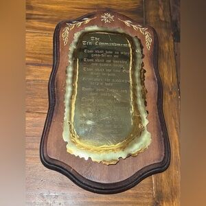 HOMCO vintage Home Interiors The Ten Commandments Wall Plaque brass/wood